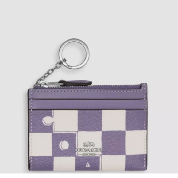 COACH- Checkerboard ID Case / Key Ring (Lavender/Chalk) - Picture 3 of 5
